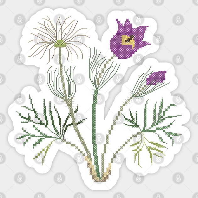 South Dakota State Flower Pasqueflower Sticker by inotyler